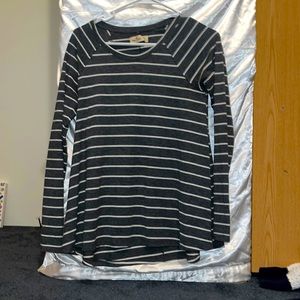 Hollister long sleeve black and white striped shirt.